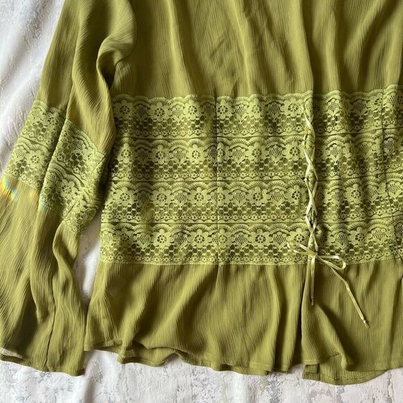 Dress you II 90s Y2K Beaded front crepe long sleeve blouse - Picture 15 of 16